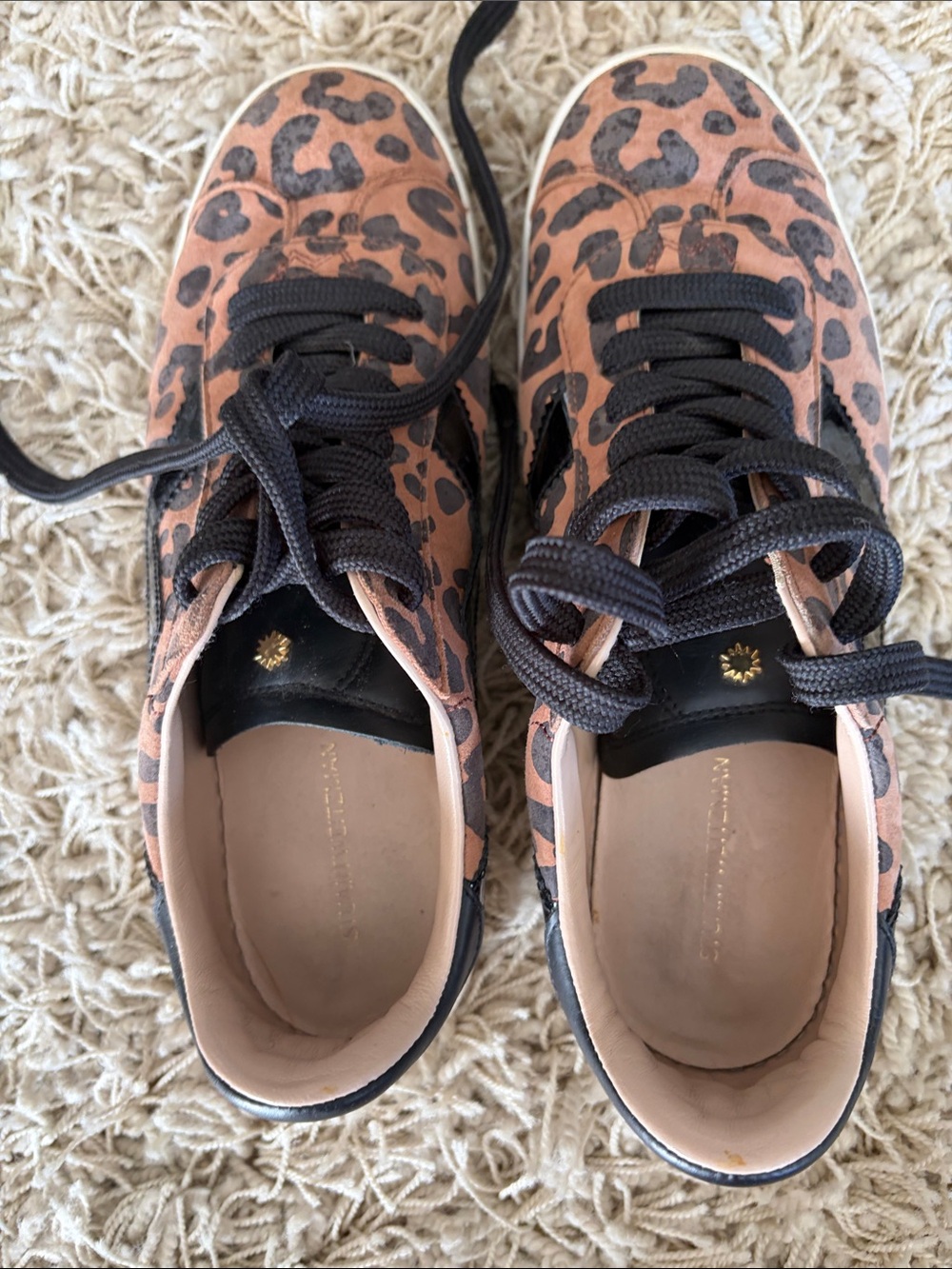 Stuart Weitzman Daryl Leopard Print Low-Top Sneakers in Brown and Black (7)